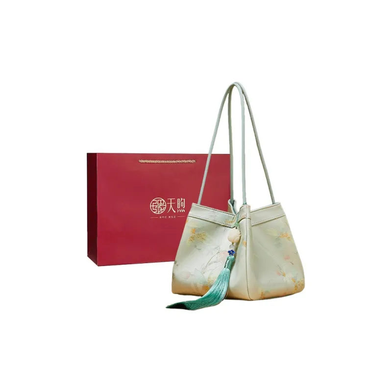 Pmsi Mulberry Silk Bucket Bag, Shoulder Bag Trumpets Women's Multicolor-10