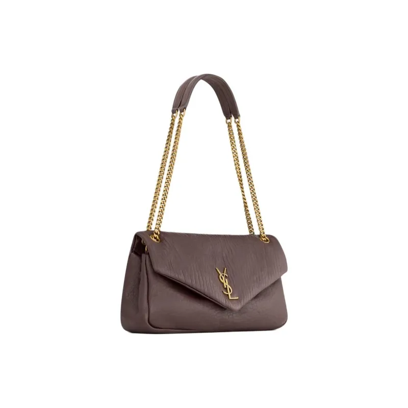 SAINT LAURENT Calypso Lambskin Envelope Bag, Shoulder Bag Medium Size Women's Brown-1