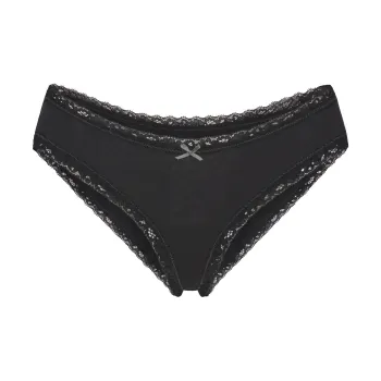 SKIMS SS25 LIGHTWEIGHT COTTON LACE BRIEF Underpants Women's 1 Pack SOOT/Smoke Gray