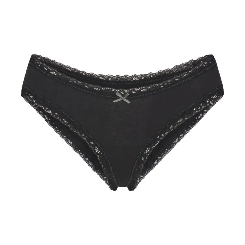 SKIMS SS25 LIGHTWEIGHT COTTON LACE BRIEF Underpants Women's 1 Pack SOOT/Smoke Gray-0