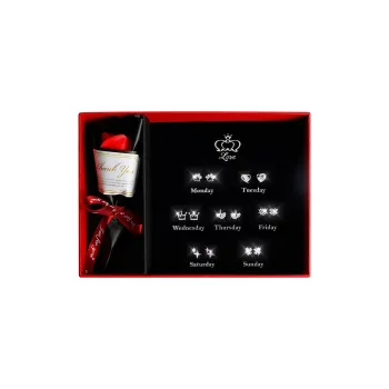 HANYUDIE 999 Fine Silver Ear Studs Stud Earrings Women's Exquisite Box Love Confession Gift Item