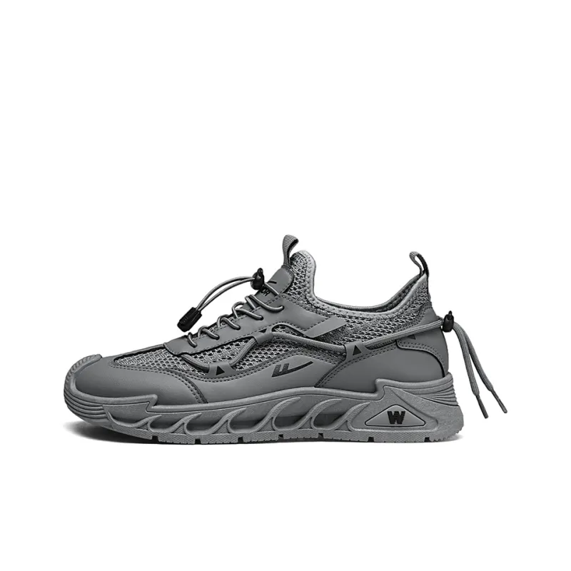 WARRIOR Running Shoes Men Low Top Beige/Gray/Dark Gray-14