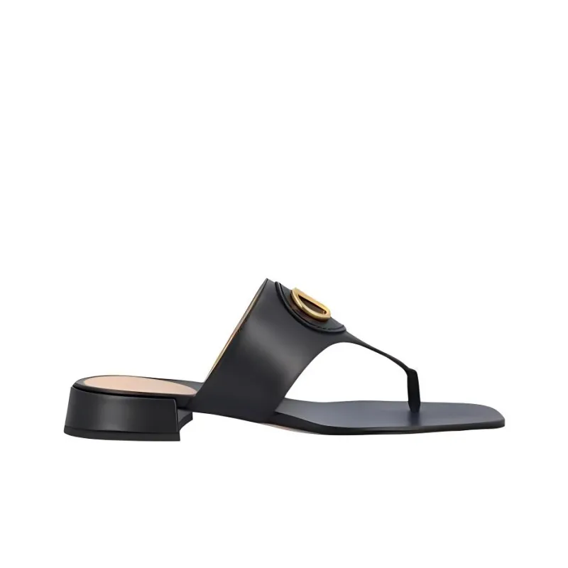 Valentino Vlogo Flip Flops Women's Black-1