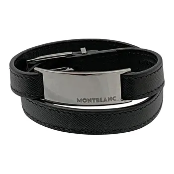 MONTBLANC Leather Stainless Steel Metal Bracelets Men's Black