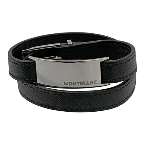 MONTBLANC Leather Stainless Steel Metal Bracelets Men's Black
