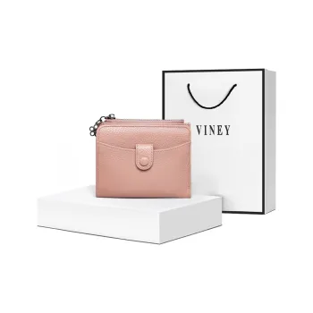 VINEY Cow Leather Wallet Coin Purse Clutch Small Size Women's Taro Pink