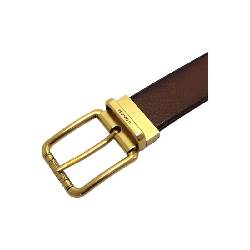 COACH Leather Calfskin Leather Belts Men's Brown Width  3.8cm-2