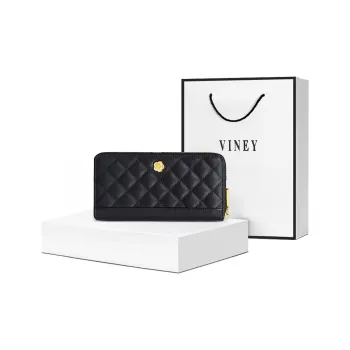 VINEY Cow Leather Wallet Leather Clip Handheld Coin Purse Regular Women's Black