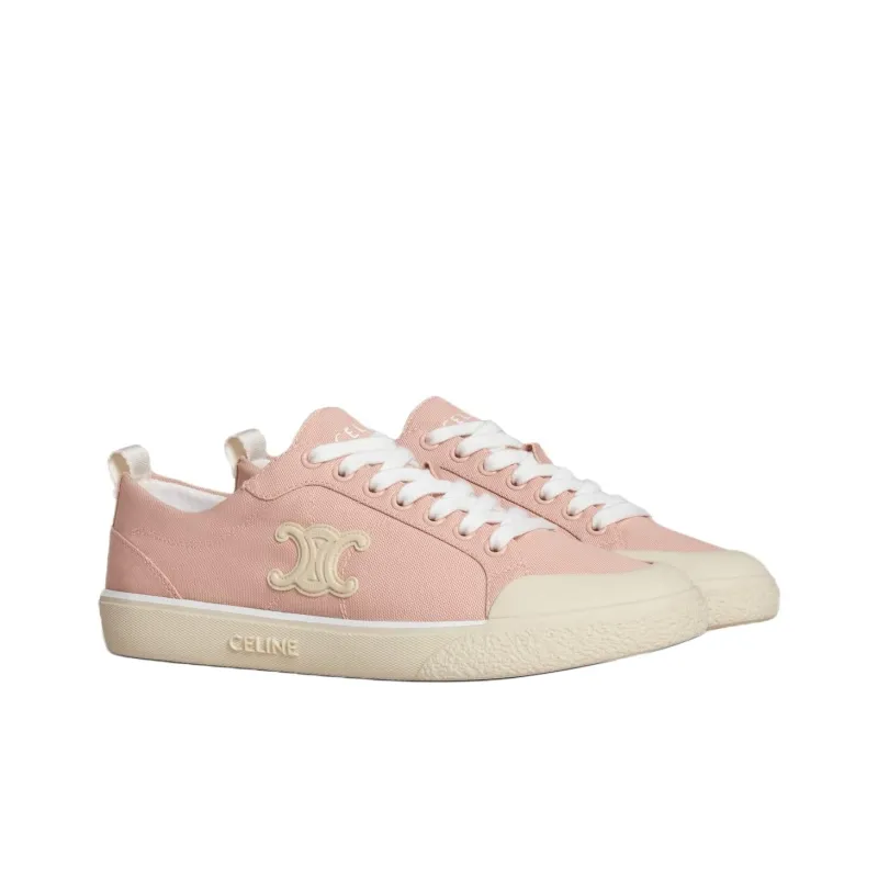 CELINE Low Top Canvas Shoes Women's Pink-2