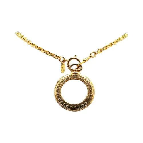 CHANEL 1970 1980 Plated Logo Loupe Magnifying Glass Pendant Necklace Costume Necklace