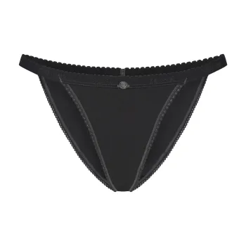 SKIMS SS25 LIGHTWEIGHT COTTON LOGO PICOT STRING BIKINI Underpants Women's 1 Pack SOOT/Smoke Gray