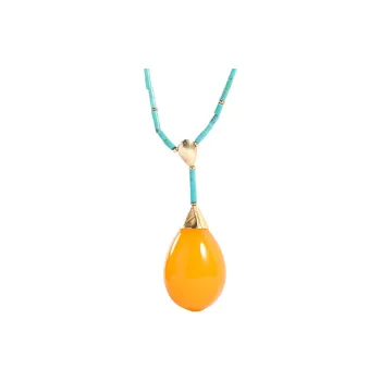 S&A S925 Silver With Amber Beeswax Inlay Fine Jade Necklaces Women's