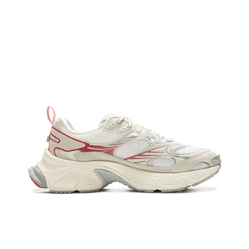 LiNing Star Shock Absorbers Slip Resistant, Abrasion Resistant, Breathable Low Top Chunky Sneakers Men's White Red-1