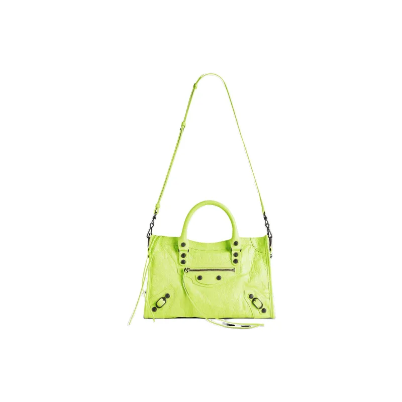 Balenciaga Le City Lambskin One Shoulder Handbags Small Size Women's Creamy Green-3