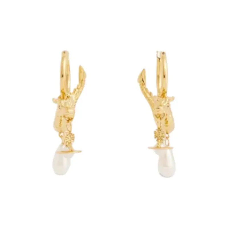 Vivienne Westwood Brass Pearl Earrings Women's Gold-3