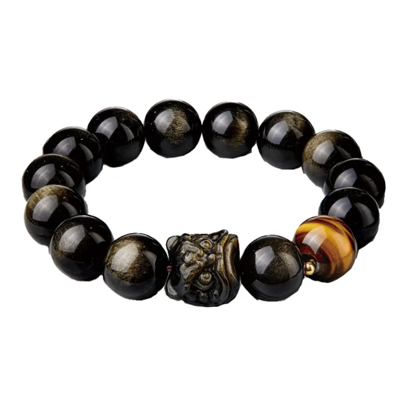 Moonstone Edge Obsidian Bracelets Unisex-1