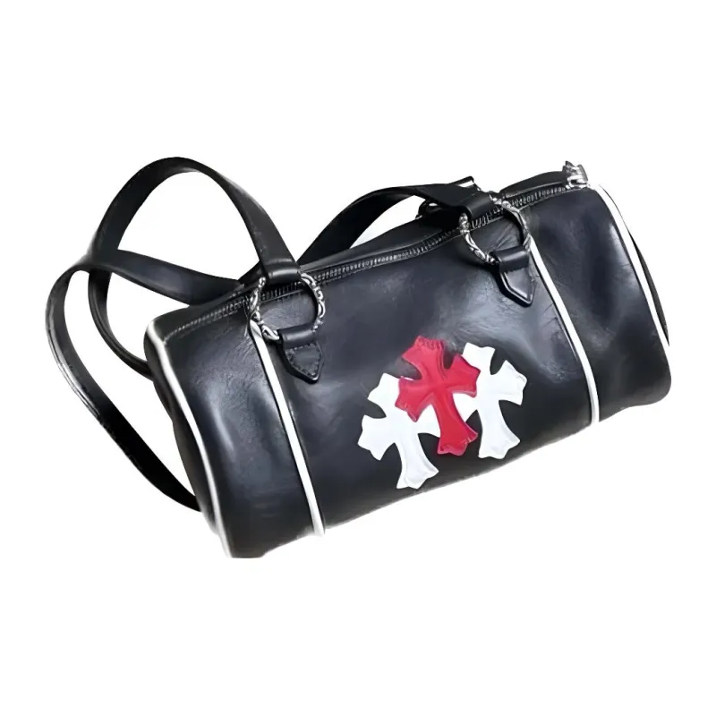 Chrome Hearts Leather Bucket Bags Handbags Shoulder Bags Unisex Black/Red-1