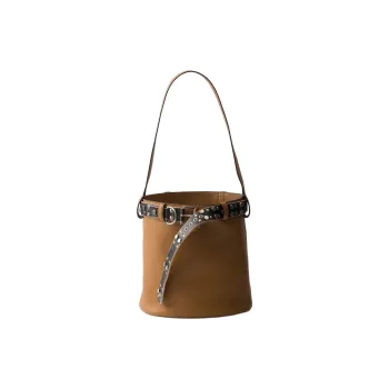PRADA Cow Leather Bucket Bag Handbag Shoulder Bag Regular Women's Camel