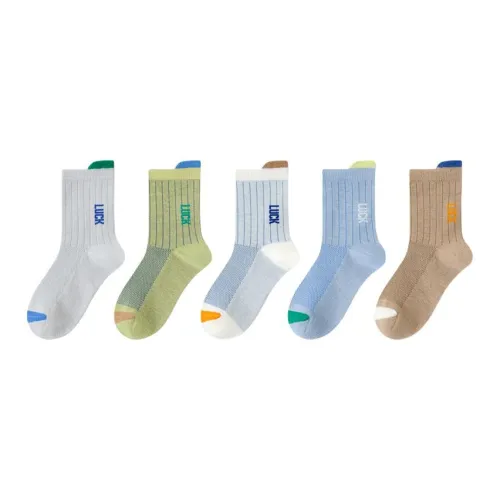 MIIOW Mid Calf Socks Men's 5 Pack Mixed Color
