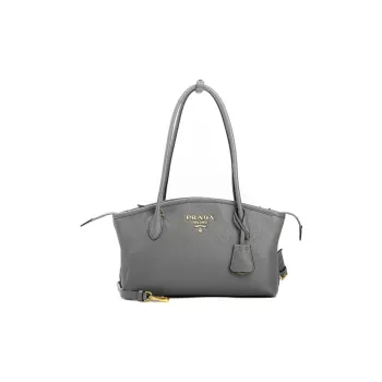 PRADA Calfskin Tote Bag Shopping Bag Shoulder Bags Women's Gray