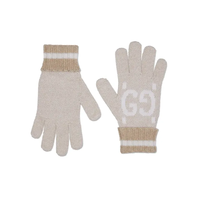 GUCCI Cashmere Knit Gloves Women's Camel-0