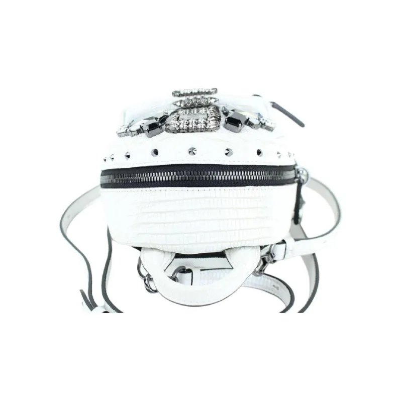 MCM Leather Backpack Mini Women's White-2