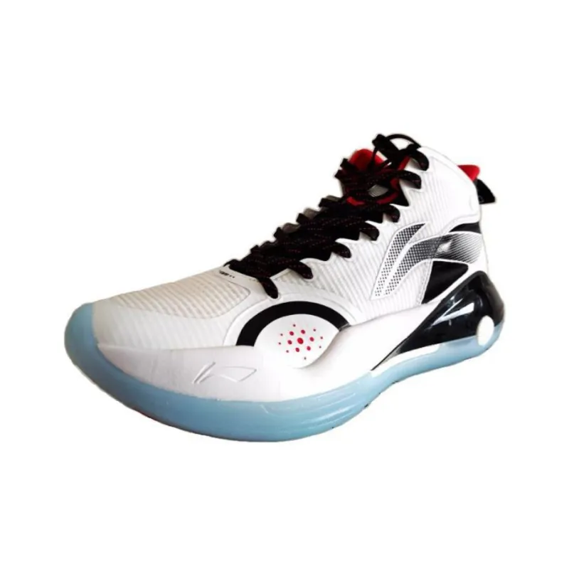 LiNing YuShuai 15 Cushioning Anti Slip Wear Resistant Breathability Mid Top Basketball Shoes Men's White Black-2