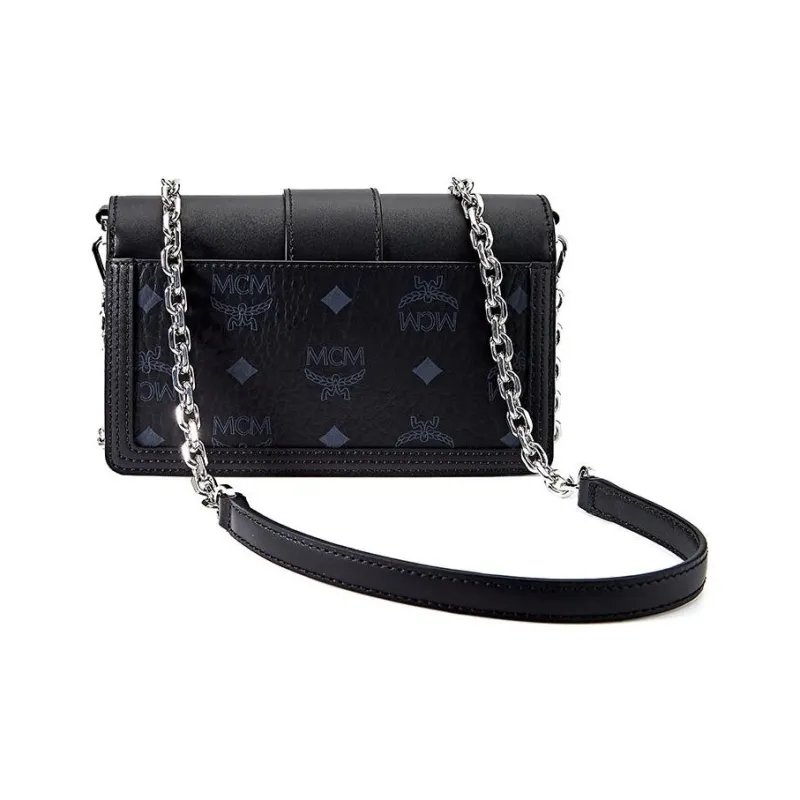 MCM Cow Leather Cylinder Bag Crossbody Bag Mini Women's Black-3