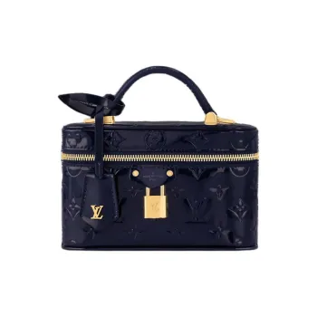LOUIS VUITTON Vanity Lacquered Finish Cow Leather Makeup Bag Shoulder Bag Crossbody Bag Handbag Women's Sapphire Blue