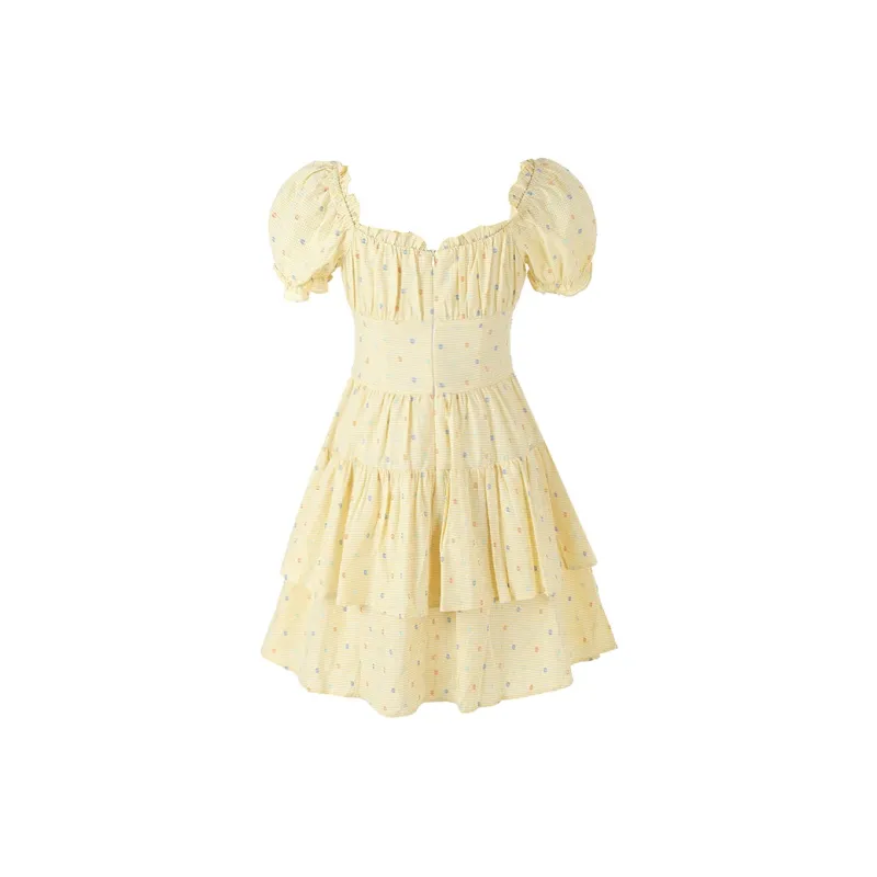 ACAINES Short-Sleeved Dresses Women's Lemon-3