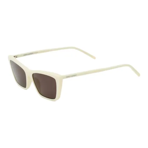 SAINT LAURENT Recycled Acetate Bio-Nylon Irregular Shape Sunglasses Women's Beige