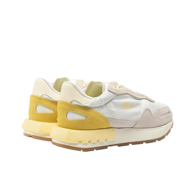 LACOSTE Anti Slip Wear Resistant Low Top Running Shoes Women's Beige Yellow-3