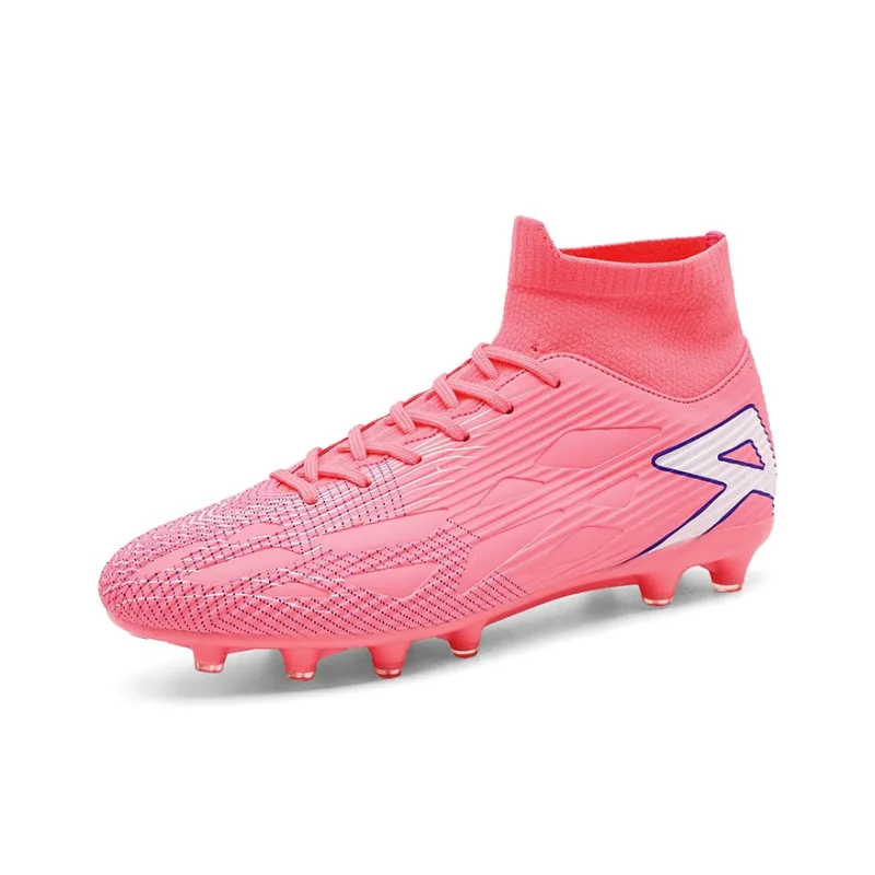 BIANSULONG Soccer Shoes Unisex High Top Black/White/Blue/Pink-36