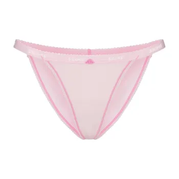 SKIMS SS25 LIGHTWEIGHT COTTON LOGO PICOT STRING BIKINI Underpants Women's 1 Pack Cherry Blossom/Pink