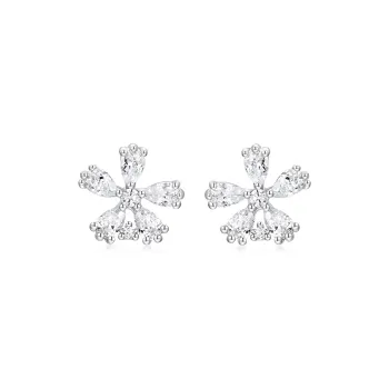 KADER Floral Collection Five Petal Flower Collection 925 Sterling Silver Stud Earrings Women's