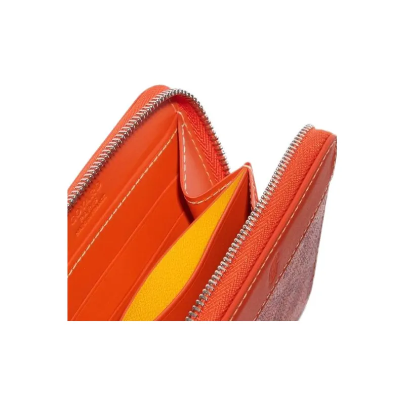 GOYARD MATIGNON Canvas With Leather Wallet Small Size Unisex Orange-4