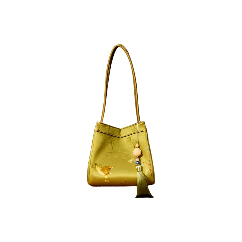 Pmsi Mulberry Silk Bucket Bag, Shoulder Bag Trumpets Women's Multicolor-3