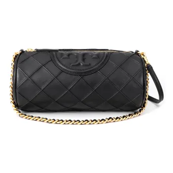 TORY BURCH Fleming Sheepskin Cylinder Bag Handbag Shoulder Bag Medium Size Women's Black