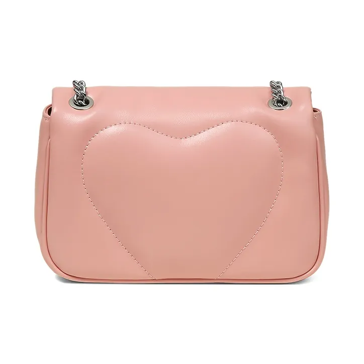 Teenmix Cowhide Split Leather Shoulder Bag, Chain Bag, Crossbody Bag, Shoulder Bag Regular Women's Ecru/Pink/Black-8