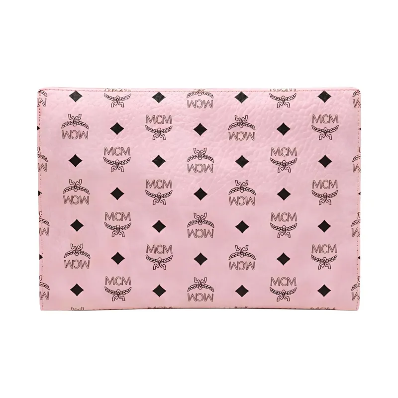MCM Original Visetos Leather Wrist Bags Clutches Medium Size Women's Pink-1