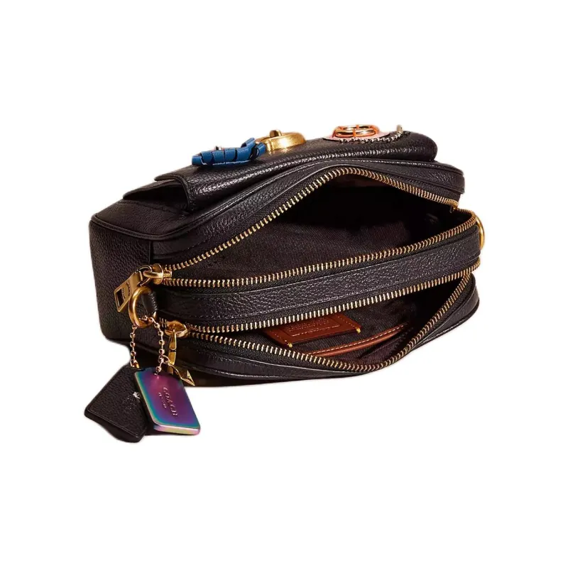 COACH Willow Leather Camera Bag Shoulder Bag Crossbody Bag Small Size Women's Black-2