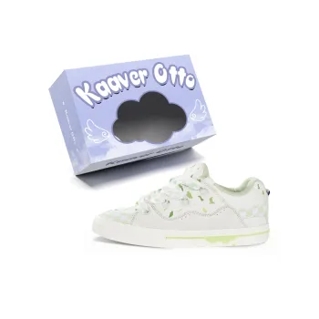 KAAVER OTTO Cushioned Wear Resistant Lightweight Breathable Low Top Skateboard Shoes Women's White Green