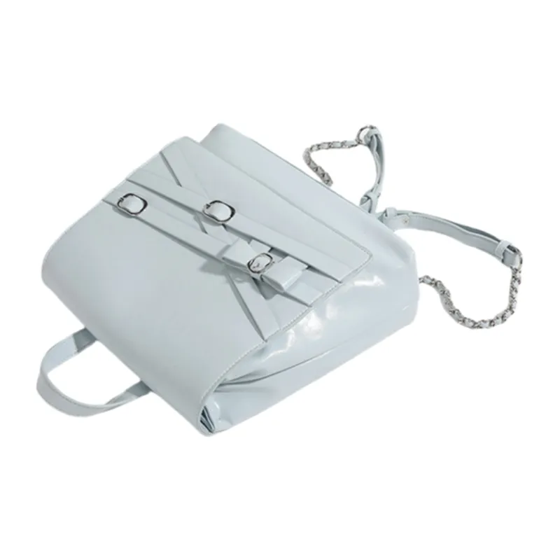 NOMK PU One Shoulder Handbag, Backpack Regular Women's Blue/Black/Silver-2