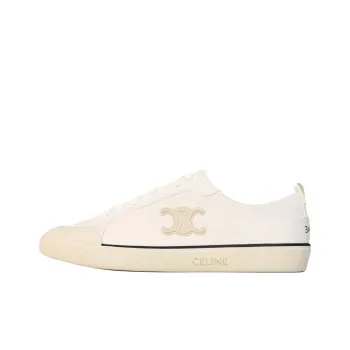 CELINE Triomphe Low Top Canvas Shoes Women's White