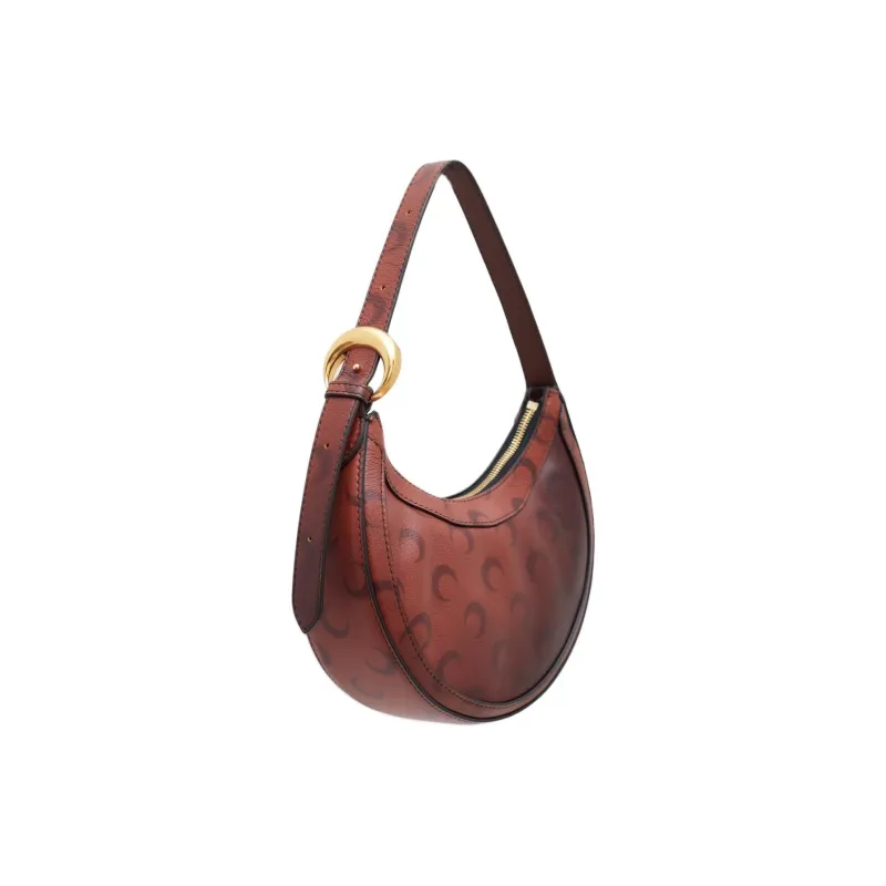 Marine Serre Lambskin Crescent Bag One Shoulder Handbag Mini Women's Brown-2