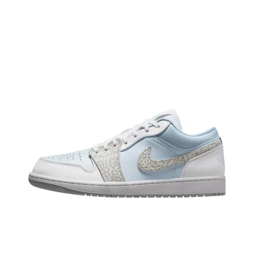 Jordan Air Jordan 1 Anti Slip Wear Resistant Low Top Vintage Basketball Shoes Unisex White Blue
