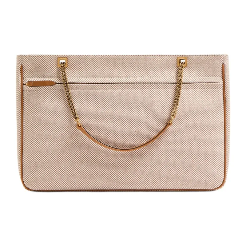 Valentino GARAVANI Canvas Portable Crossbody Bag Shoulder Bag Medium Size Unisex Natural & Brown-3