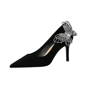 BIGTREE Slim Heel High Heels Women's Black