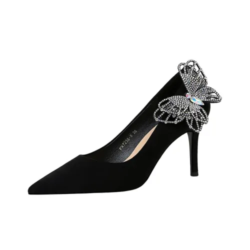 BIGTREE Slim Heel High Heels Women's Black
