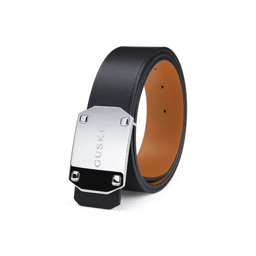 GUSKI Top Grain Cow Leather Leather Belts Men's Width  3.8cm